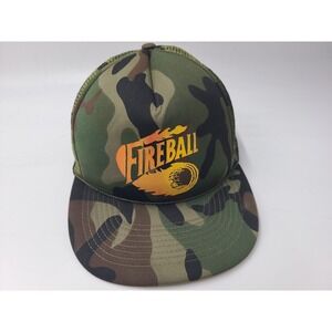 Vintage Fireball Camo Cobra Caps Mesh Trucker‎ Snapback Hat Men Logo Green Brown